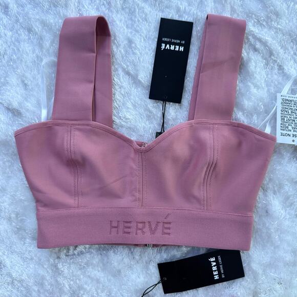 Hervé Léger SET Pink Crop Top & Biker Shorts - Picture 4 of 12